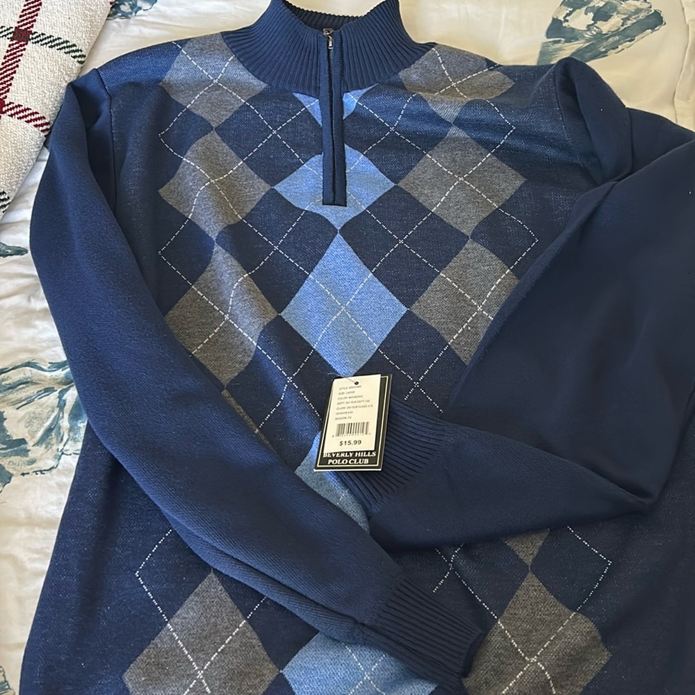 Men’s large argyle sweater.  New with tags